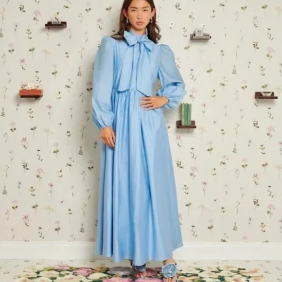 Sister Jane Knickknack Blue Bow Midaxi Dress - Picture 2 of 10